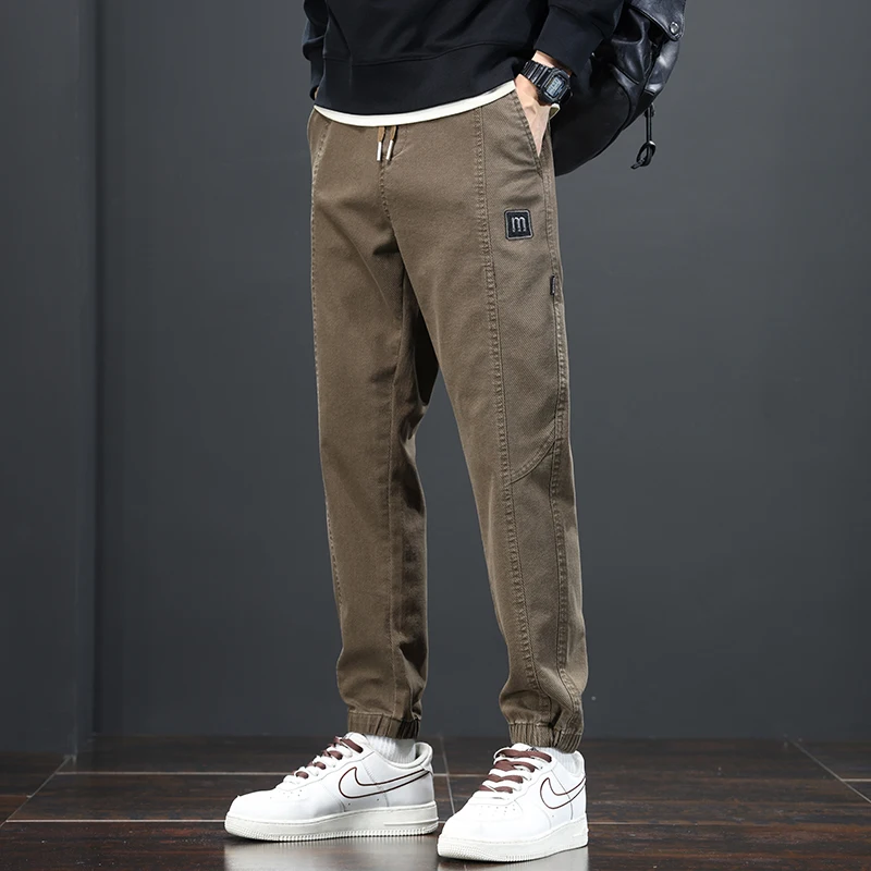 Fashion Camouflage Pants Solid Color Men's Tactical Pants Man Clothes Simple Bound Feet Loose Type Summer Workwear Male Trousers
