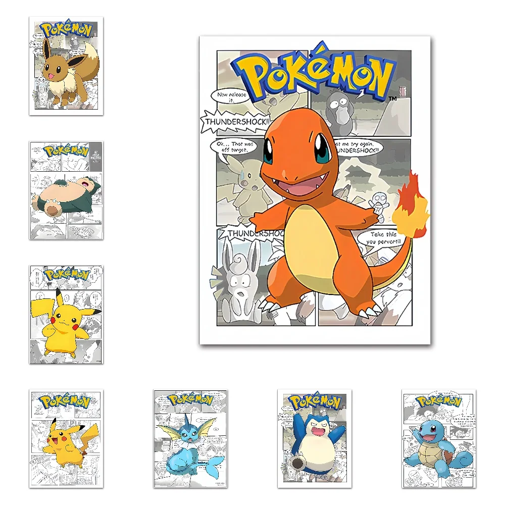 

Pokemon Anime Canvas Painting Pikachu Gyarados Eevee Mewtwo Snorlax Poster Print Mural Picture Wall Art Home Decor Gifts Cuadros
