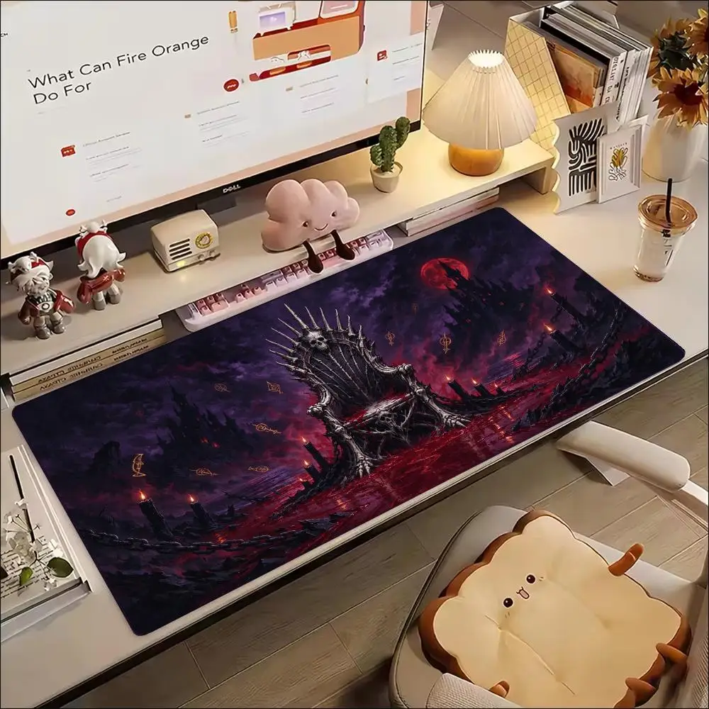 Ancient Dark Castle Iron Throne Gaming Mouse Pad Smooth Glide Soft Cloth Thick Rubber For Fantasy Desk Decor