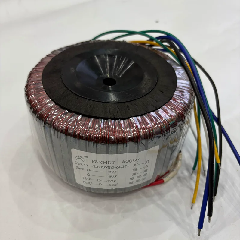 600W Pure Copper Toroidal Transformer Input: 0-230V Output: AC50-0-50V*2 AC0-15V*2 12V-0-12V for Amplifier