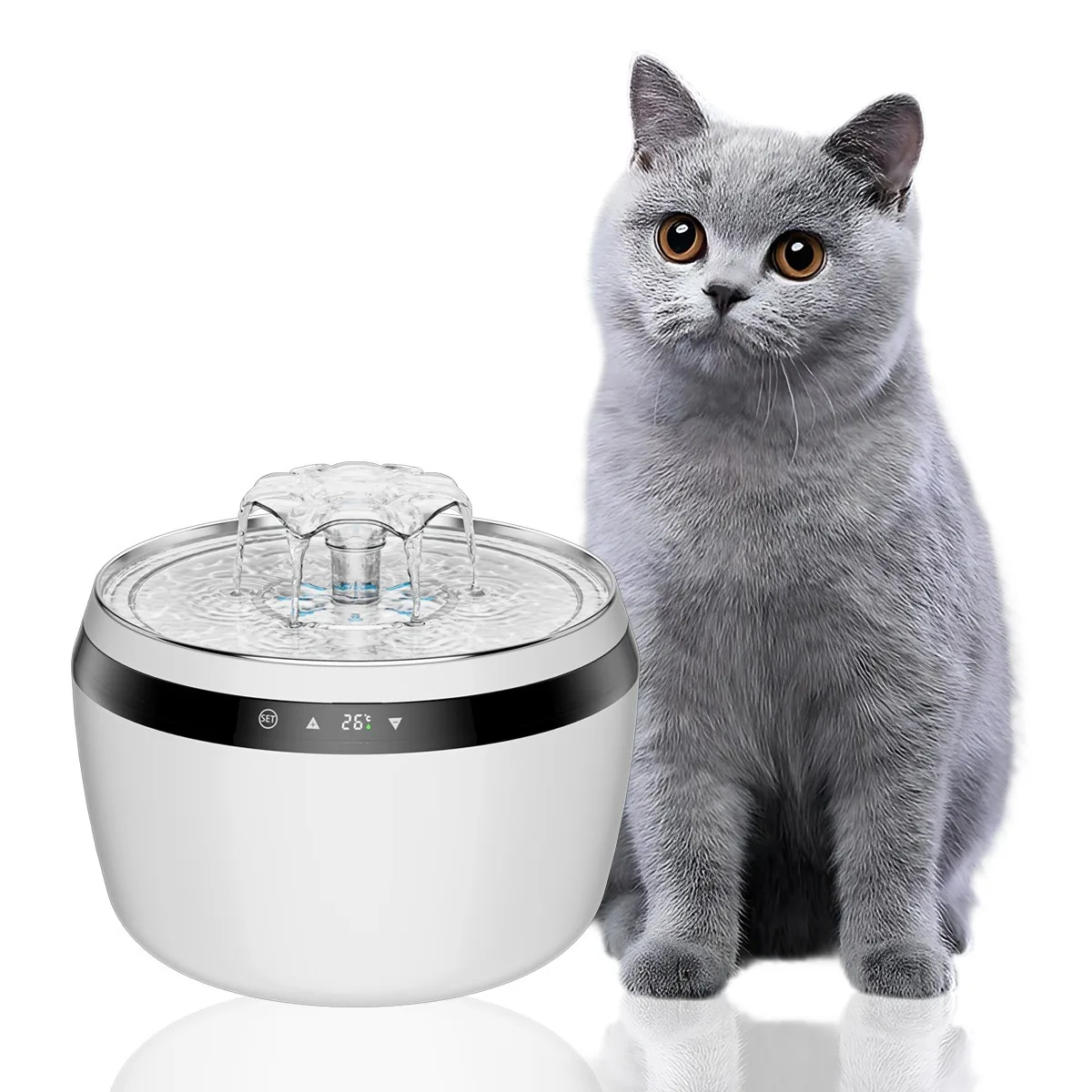 Stainless steel water dispenser, automatic sensing, wireless pump, super quiet pet water dispenser for cats and small dogs