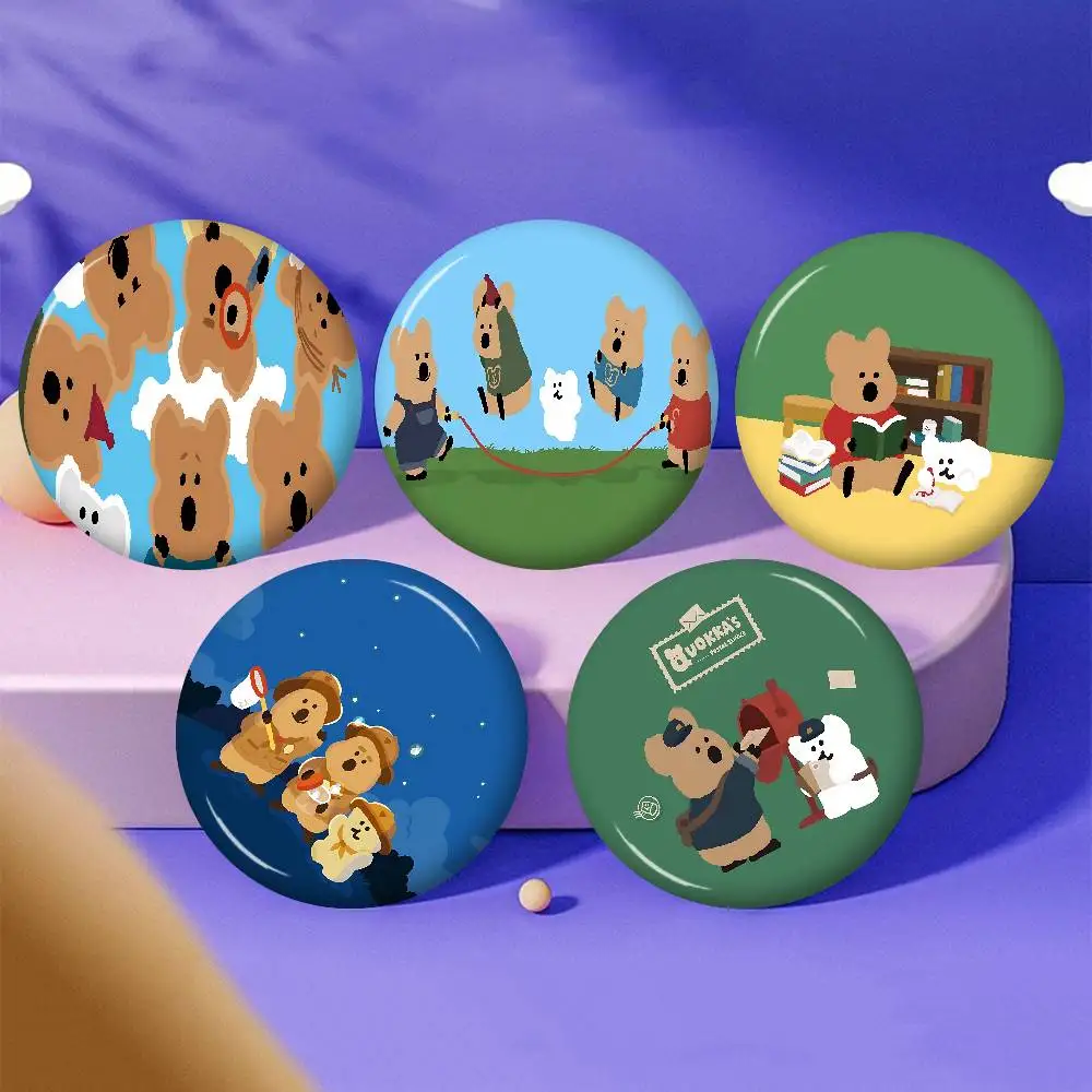 Cartoon Quokka Brand D-dinotaeng-S Creative Pins Round Snap-in Brooch Badge Backpack Hat Accessories Jewelry Gifts for Friend