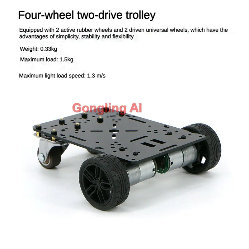 Kit fai da te per auto robot programmabile con motore encoder 310, ruota girevole in gomma, gimbal rotante a 2 DOF, per tutti i tipi di telaio auto 2WD, 3WD, 4WD
