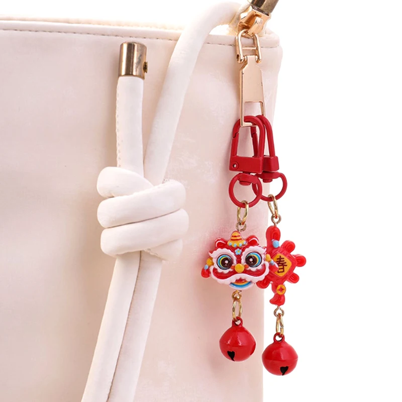 Creatieve Chinese Stijl Leeuwendans Tas Charme Sleutelhanger Mode Cartoon Leeuwendans Lente Festival Gift Feestdecoratie