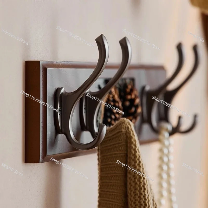 Solid Wood Door Back Hook - No Punch Strong Load-Bearing Wall Hanging Coat Rack