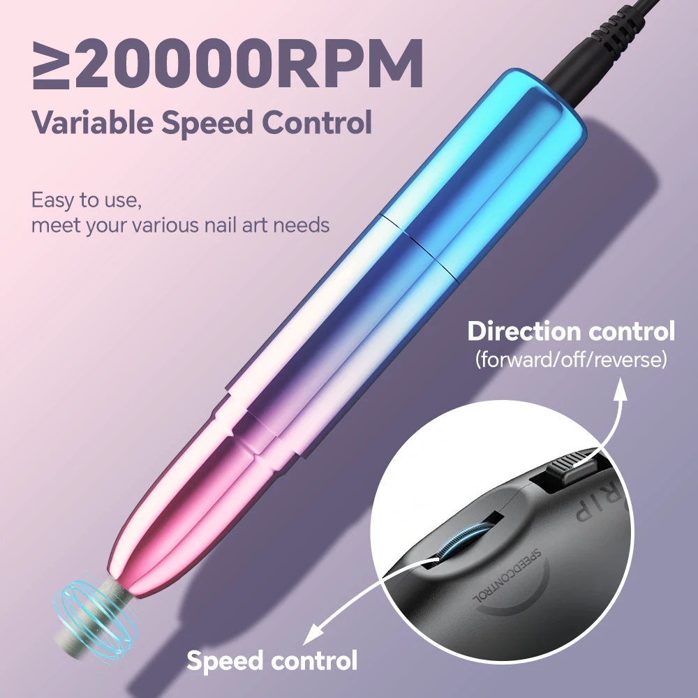 مبرد مثقاب أظافر كهربائي احترافي، مجموعة أدوات مانيكير وباديكير للعناية بالأظافر وتلميع وتشكيل وإزالة الجل #4