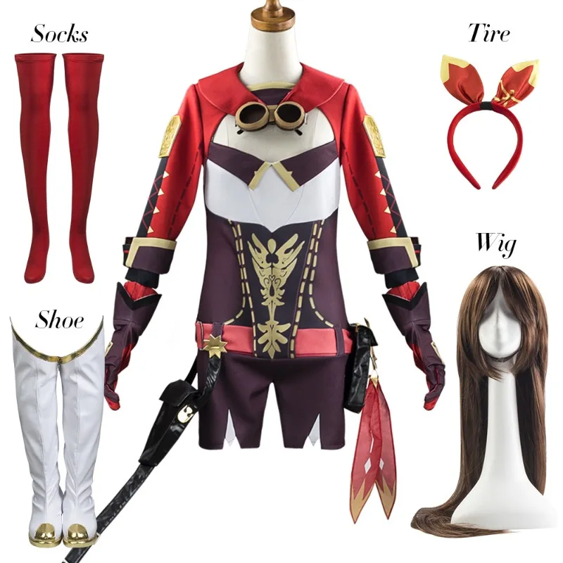 Genshin Impact Knights of Favonius Costume Cosplay Amber Cos outfit Halloween Carnival Role Play Party Wig Suit Set completo