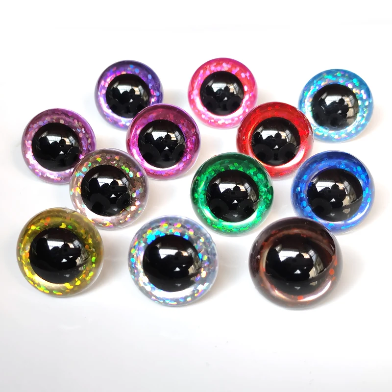 20pcs 12 Kinds Colors 12mm -24mm Round Toy Eyes COLORFUL SAFETY DOLL EYES FOR DIY CRAFT