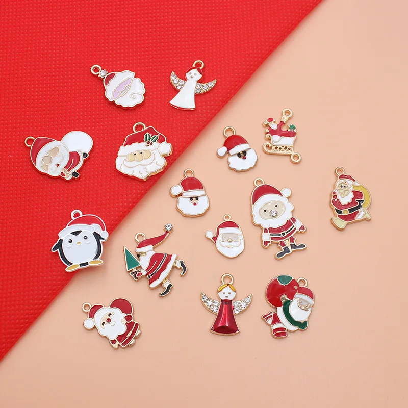 

10pcs New 3D Cute Christmas Santa Claus Charm DIY Accessories Earrings Necklace Handcrafts Keychain Jewelry Making Findings