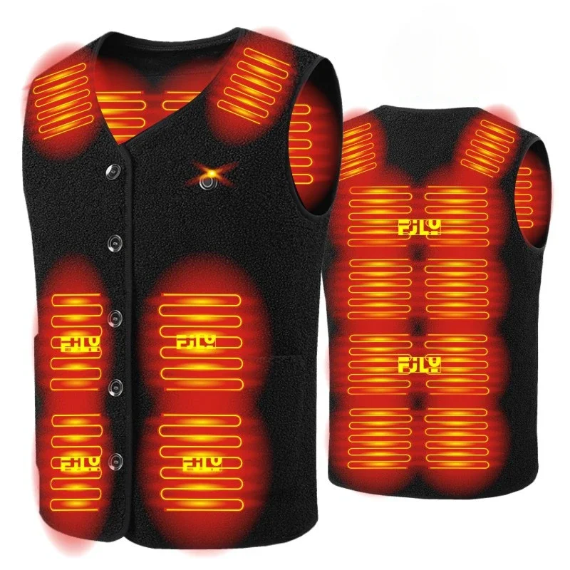 

Men's V-neck Heating Vest Cotton Vest Electric Vest USB Powered Intelligent Constant Temperature Heating Cotton Jacket