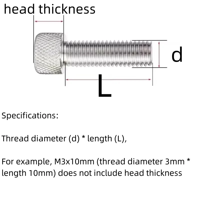 304 Stainless Steel Mesh Pattern Knurled Thumb Screws M2 M2.5 M3 M4 M5 M6 M8 Flat Head Tighten Bolt Round Adjustment Hand Screw