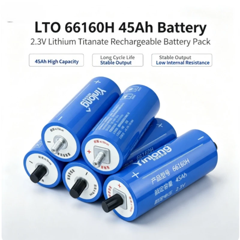 66160 Lithium Titanate Battery 2.3V 45Ah Rechargeable Battery Pack High Capacity Long Cycle Life for Energy Storage Power Supply