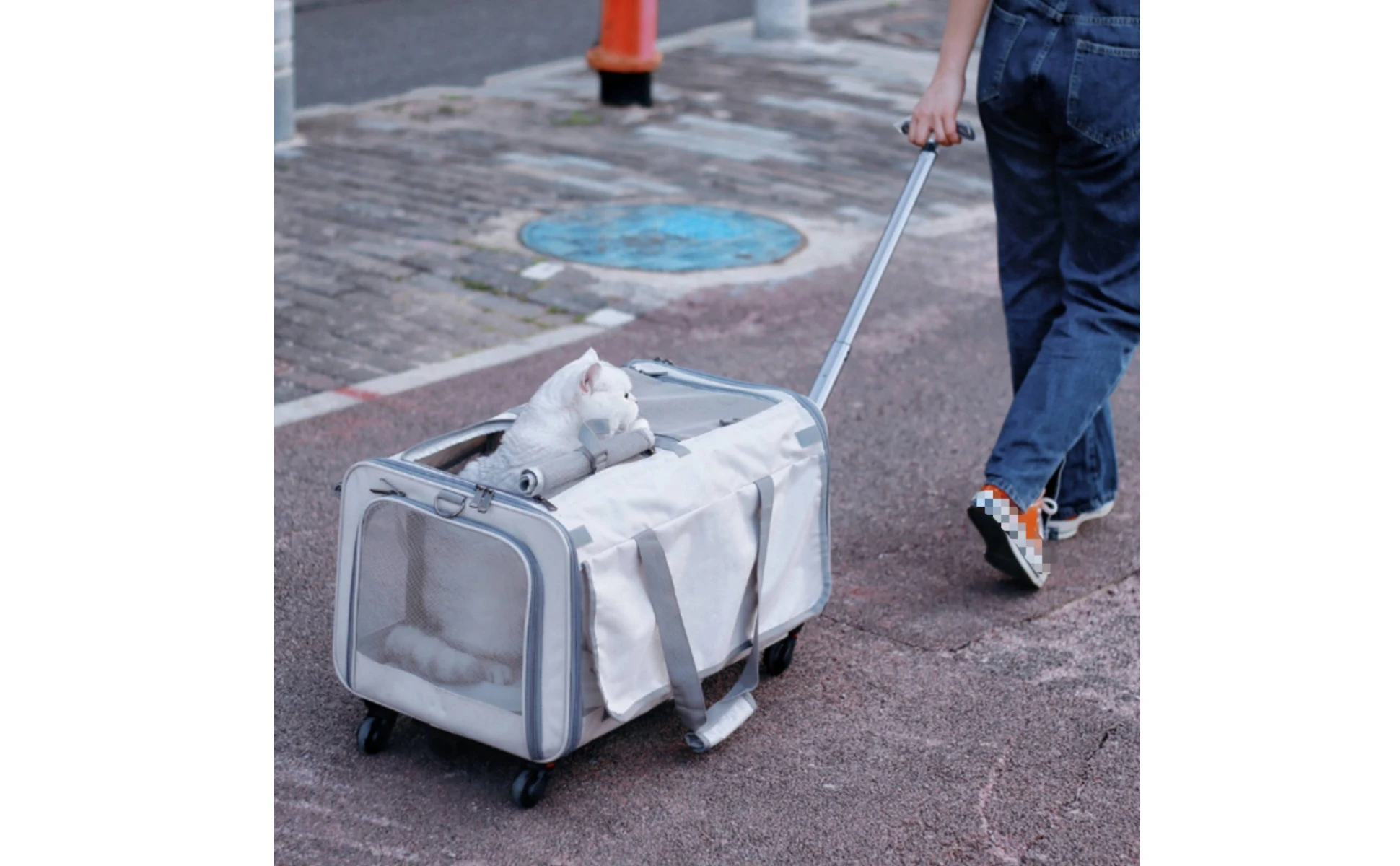 Pet Stroller Suitcase Telescopic Handle Soft-Sided Pet Stroller Pet Transport Top Opening Ventilated