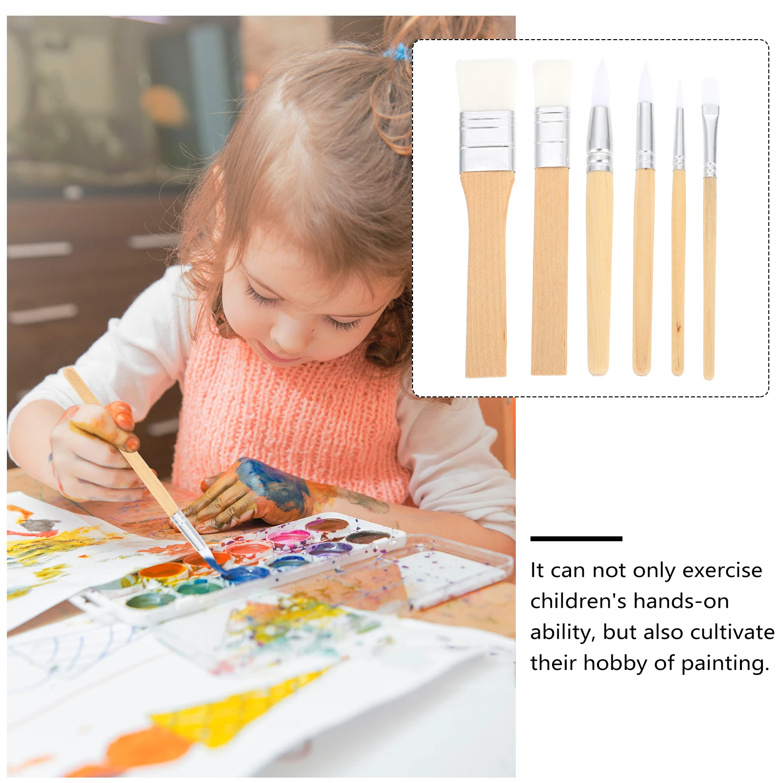 

Kits Brush Set Paint Brushes Watercolor Painting Supplies Suite Toddlers Wooden