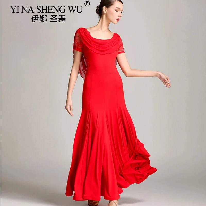 Nuevo vestido de baile moderno para adultos, vestido largo sexi con espalda descubierta para mujer, baile de salón estándar profesional, vals, Flamengo