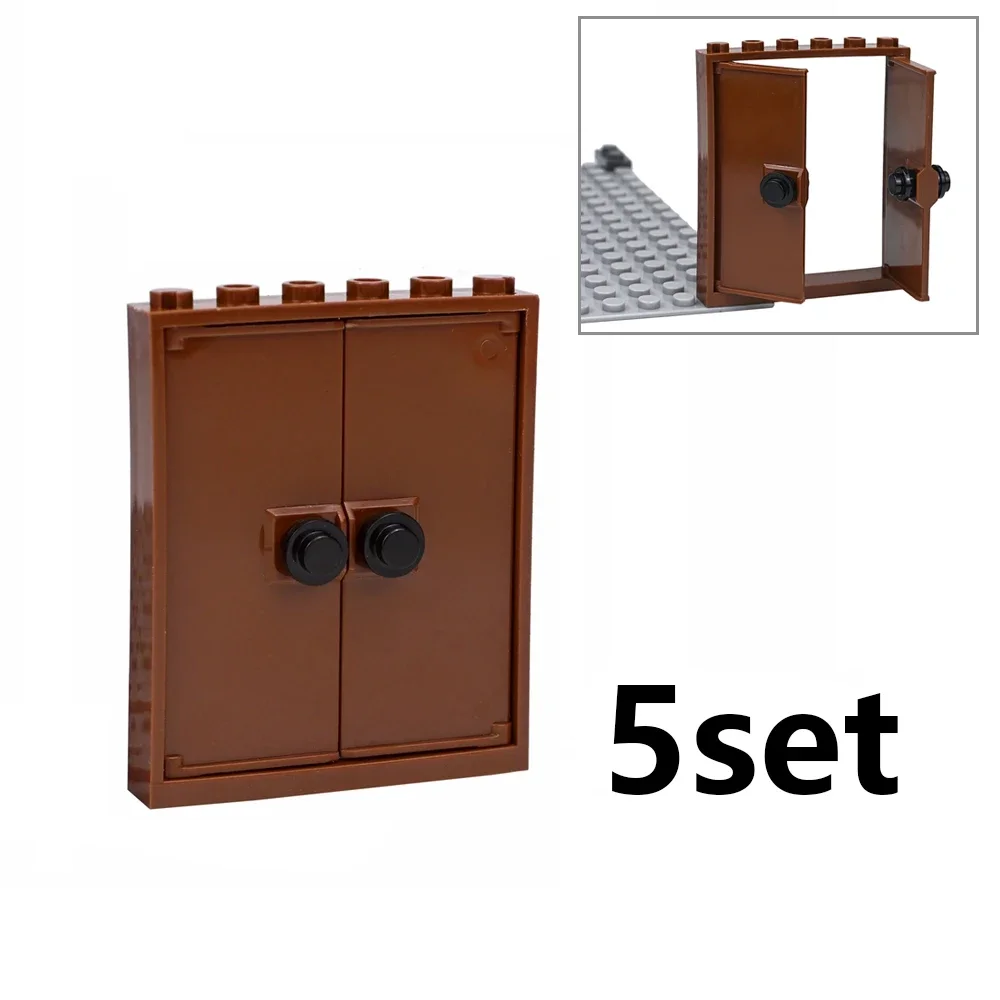 MOC Heim-Möbel Doppeltür-Bausteine mit Griff 1x6 1x4 Schrank-Fensterrahmen Schloss-Ziegel Kompatibel mit Kleinteilen – Detail 6