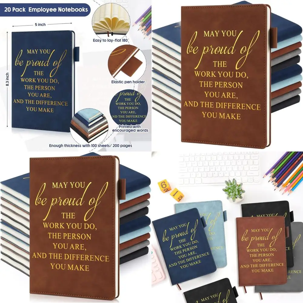 

Набор из 20 кожаных блокнотов формата А5 — элегантные рабочие ежедневники для поощрения сотрудников, подарков командам и других целей