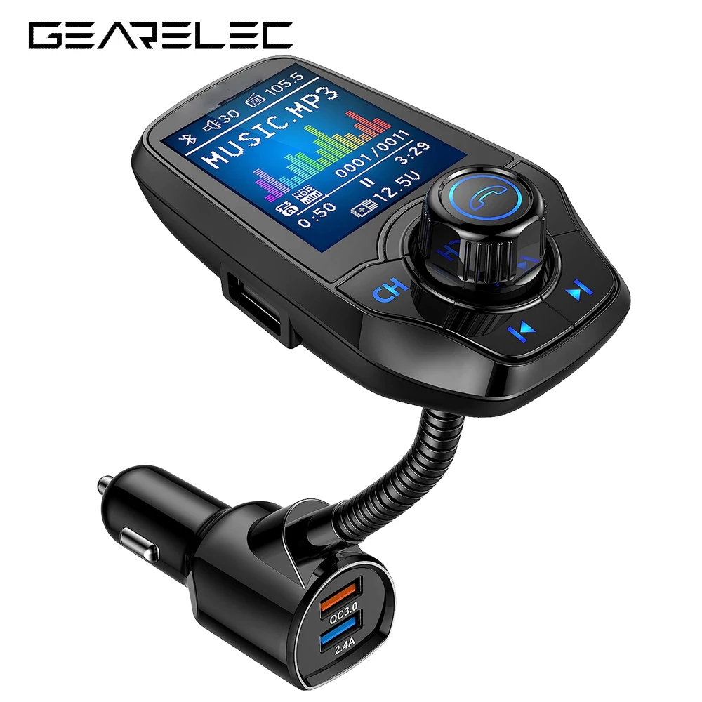 

Wireless Car Bluetooth FM Transmitter Radio Adapter 1.44 Inch Display TF/SD Card USB Car Charger All Smartphones Audio Players