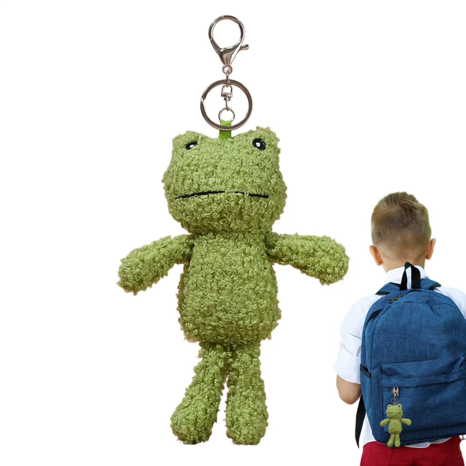 Soft Plush Stuffed Backpacks Phone Car Key Ring Keychain Accessories Stuffed Frog Keychian For Backpacks Bags Purse Birthday