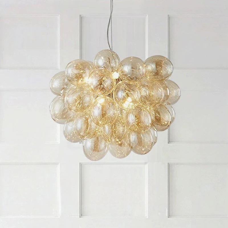 

Modern Nordic Ash Glass Bubble Chandelier Creative for Multi Space Living Dining Room Lamp Ceiling Light Led Lamp