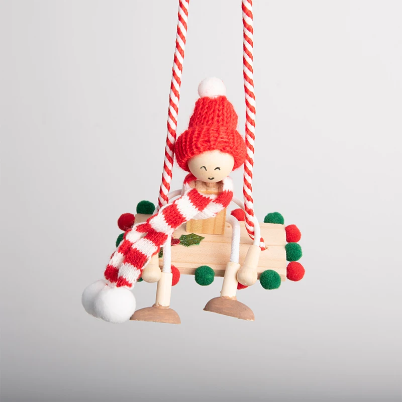 ชั้นวางหนังสือไม้แบบสวิงจิ๋วสำหรับบ้านตุ๊กตา ของตกแต่งฉากคริสต์มาส ตุ๊กตาเอลฟ์น้อยบนชั้นวางหนังสือ