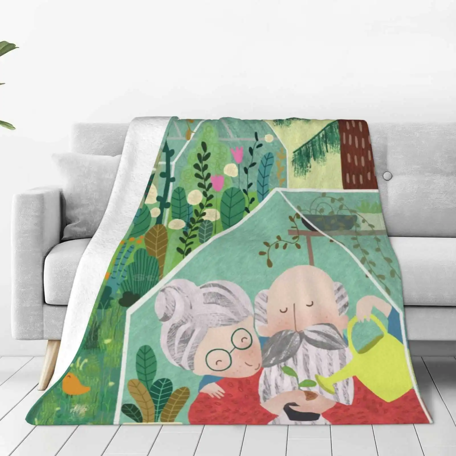 Grandpa'S Greenhouse New Print Novelty Fashion Soft Warm Blanket Nature Greenhouse Plants Gardening Wood Forest Grow Your Own