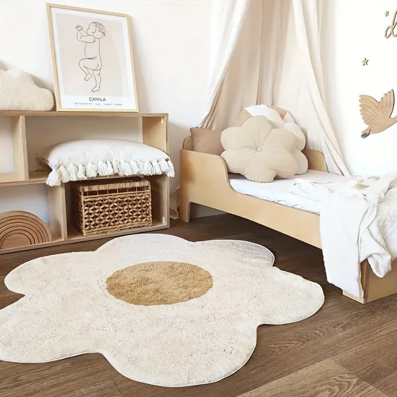 Flowers Irregular Carpet Study Reading Area Children's Bedroom Rugs Living Room Floor Mats Home Decoration Cute Art Rugs