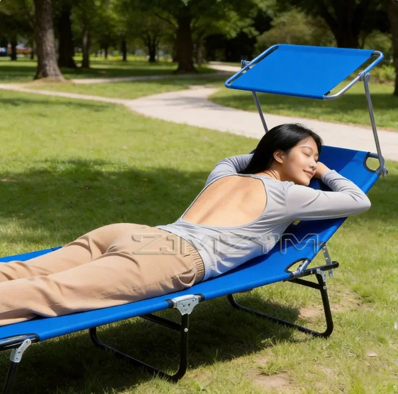 Multifunctional Folding Bed Portable Office Lunch Chair with Removable Pillow for Beach Pool Patio – Compact Bed for Multiple Us