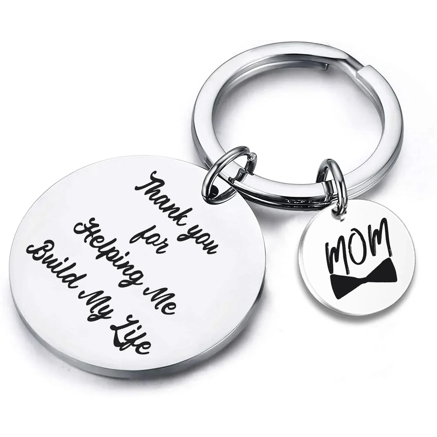 Charm Mom Keychain pendant Mother's Day Gifts key chain Thank You for Helping Me Build My Life