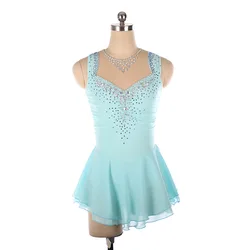 Customized sleeveless ice skating clothing children adult figure Kosten performance competition dress ballet leotard gymnastique