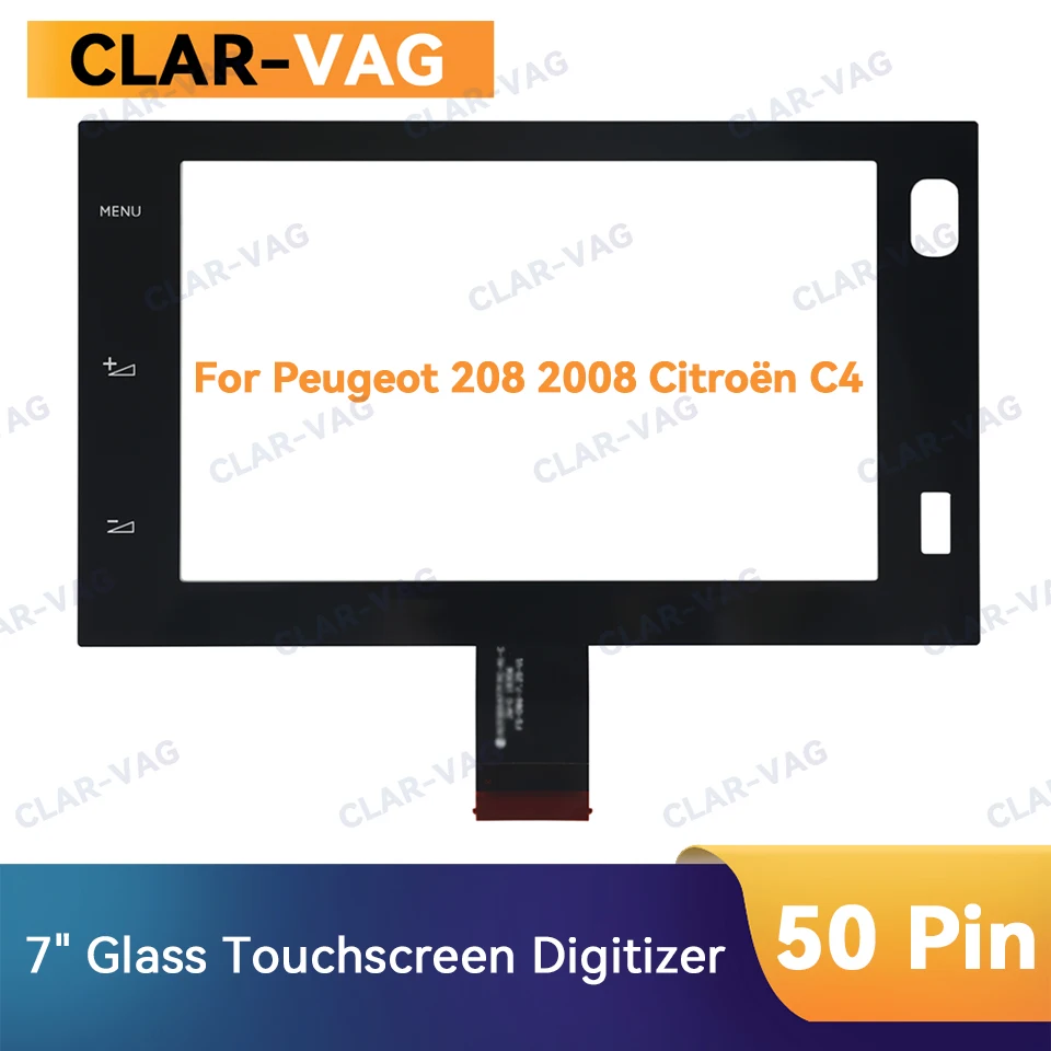 For Peugeot 208 2008 Citroën C4 Lounge Touch Screen Glass Digitizer Panel For 7 Inch 50 Pin Car Radio DVD Player Accessory