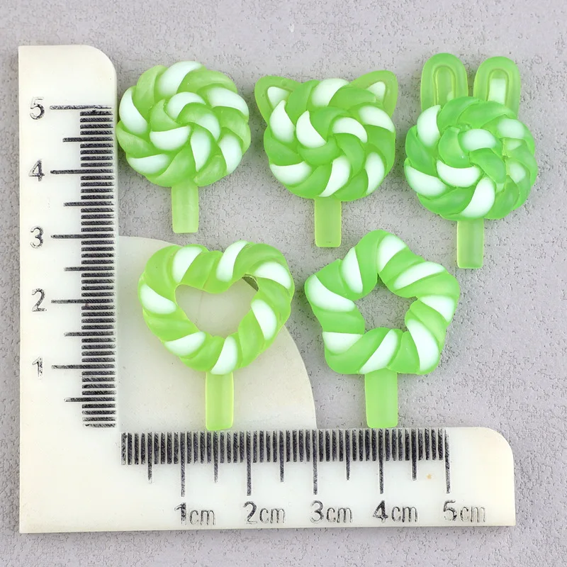 20pcs Lolly Resin Cabochons Sweet Candy Miniatures Flatback Micro Landscape Garden Home Ornament DIY Craft Accessories Lollipop