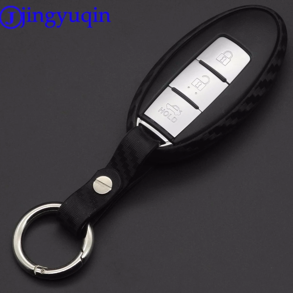 jingyuqin 2/3B Carbon Silicone Car Key Case For Nissan Qashqai J10 J11 X-Trail t31 t32 kicks Tiida Pathfinder Murano Note Juke