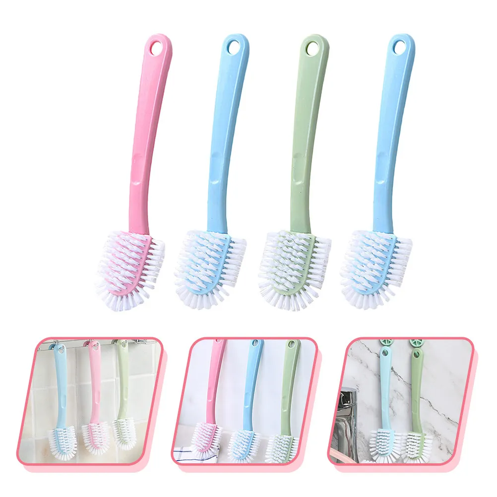 

Набор из 4 щеток для чистки обуви: высококачественный пластик, длинная ручка, нескользящее кольцо для подвешивания, для дома, ванной, кухни, офиса