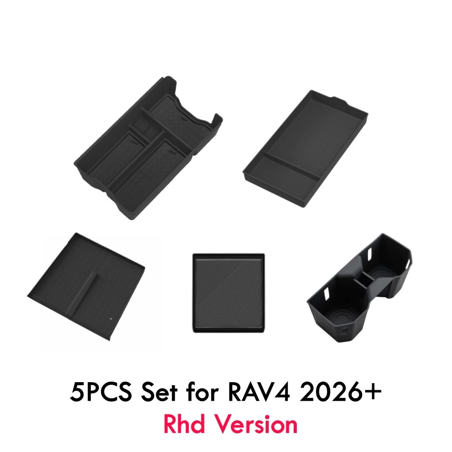5-teiliges Mittelkonsolen-Organizer-Set für Toyota RAV4 2026+ LHD RHD Auto-Armlehnenbox Getränkehalter Kabelloses Laden Rutschfeste Matte – Detail 10