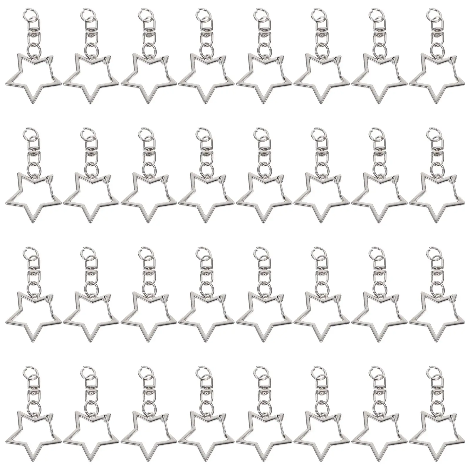 

60pcs Pentagram Star Keychains Snap Clasp Hooks Silver Bulk Small Keychain Accessories Swivel Hook DIY Metal Lobster Clasp