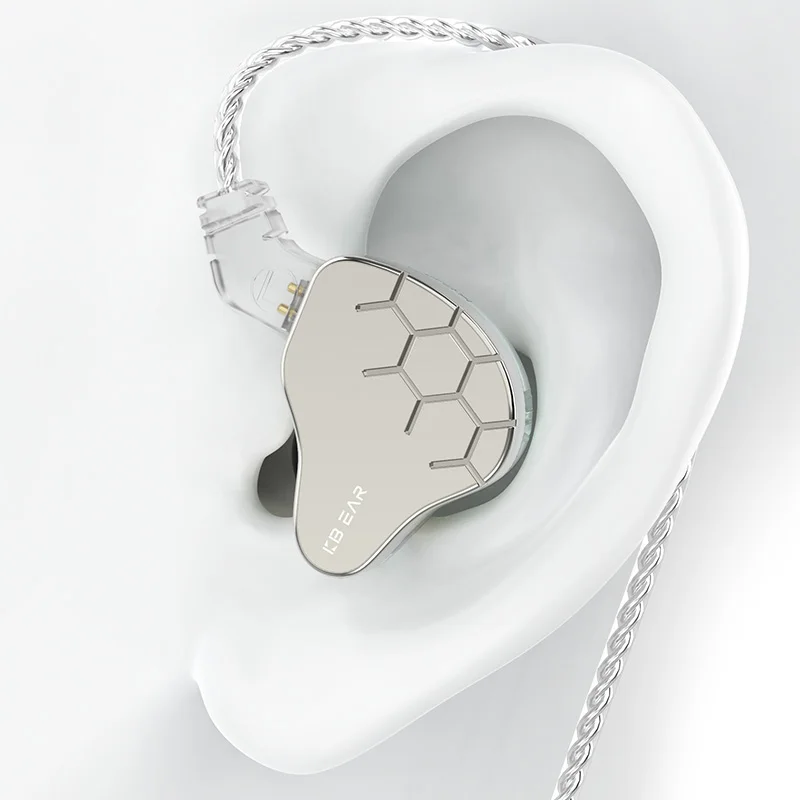 KBEAR Lark HiFI Wired Best In Ear IEM Earphone Monitor 1DD+1BA Hybrid Driver Bass Headphone with 4N Silver Plated 2pin Cable Mic