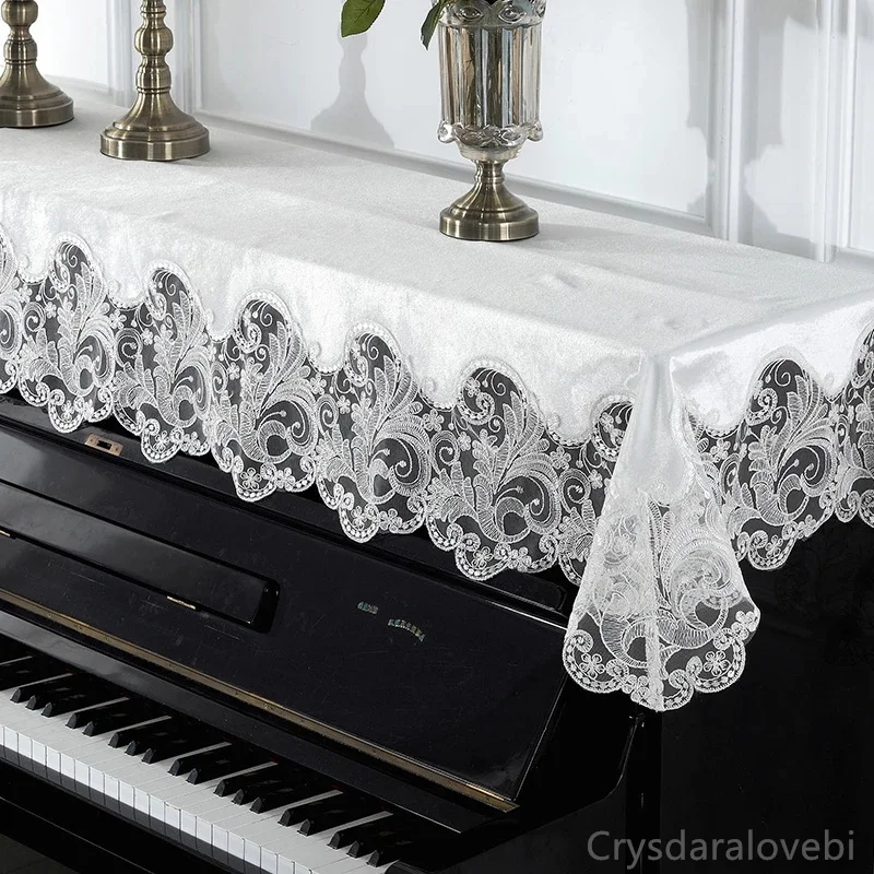 High-end Lace Piano Cover Half Cover 100*200cm Korean Piano Cloth Piano Towel Princess Style White Piano Full Cover