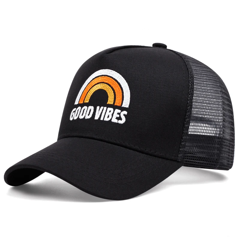 GOOD Vibes Women Men Printing  Baseball Cap Hip Hop Mesh Cap Outdoors Sunshade Breathable Trucker Hat