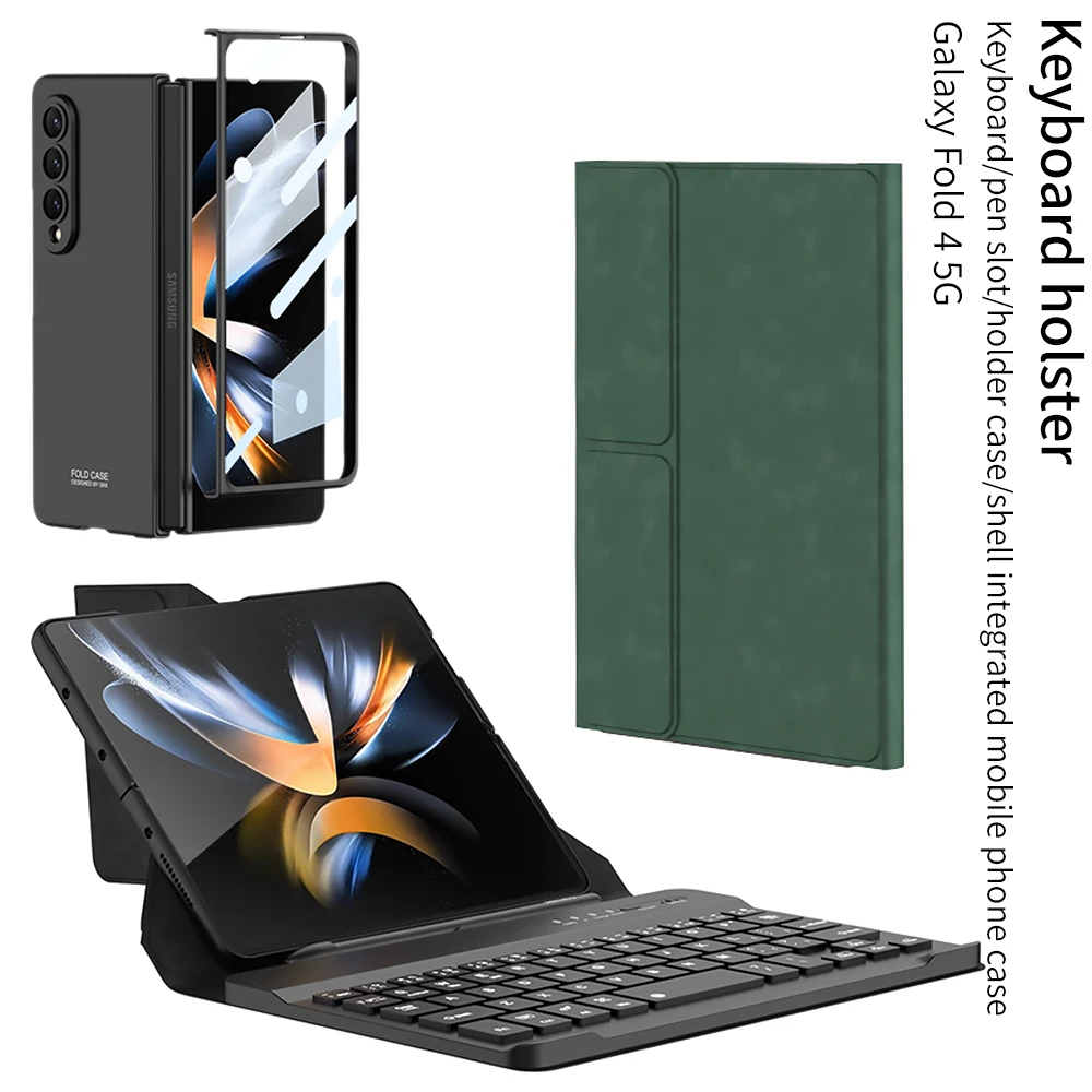 

Wireless Keyboard Come with Bracket Leaher Case S Pen Bluetooth Mute Keyboard All Cover Holster for Samsung Galaxy Z Fold 3 4 5G