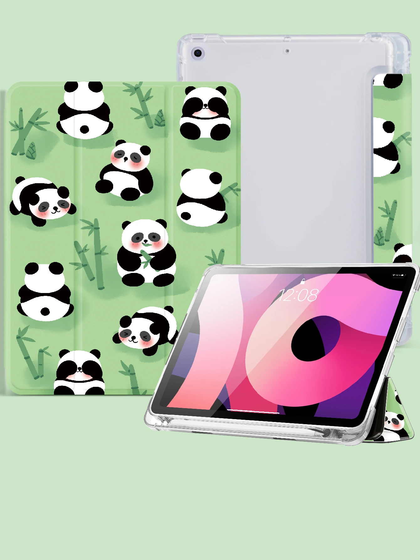 Panda Case For iPad 9th/ 8th/ 7th Generation 10.2 inch Case,For Pro12.9 Cover,with Pencil Holder,Auto Wake/Sleep Cover