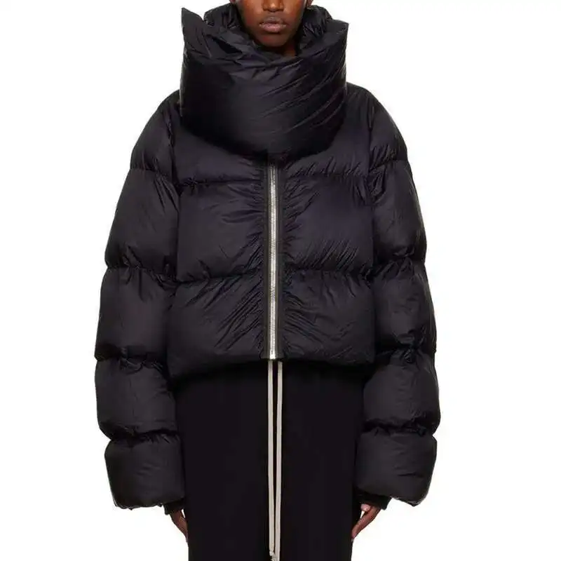 HKSH Autumn Winter New Women Tide Cotton Padded Jacket Scarf Collar Thick Long Sleeve Zipper Waded Bread Chic Trendy Coat H2840