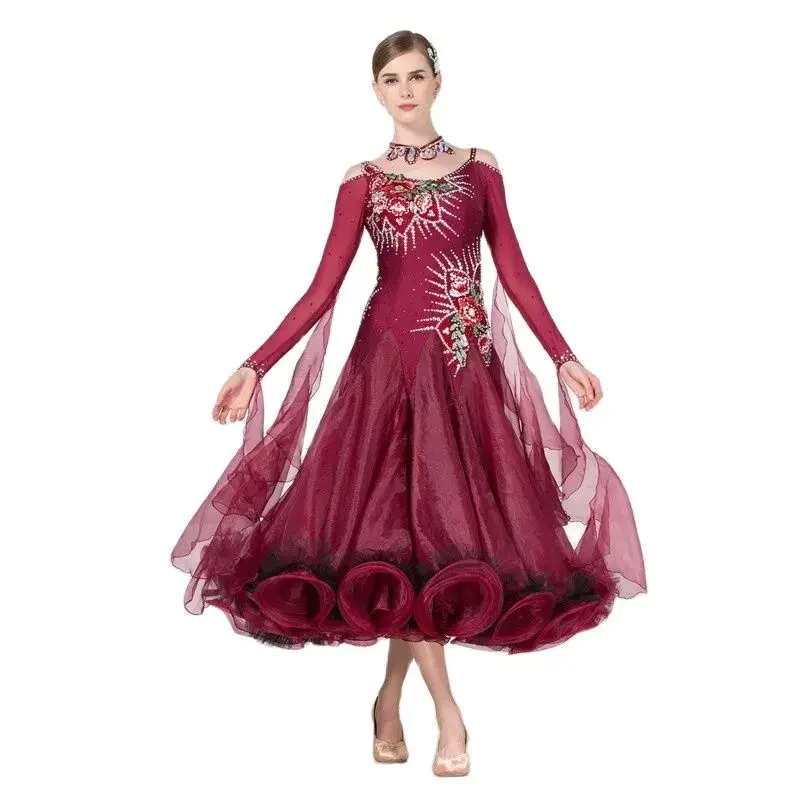 

Ballroom Dance Dresses Competition Women Wear, Robes De Cocktail Custom Plus Modern Long Sleeves Dress