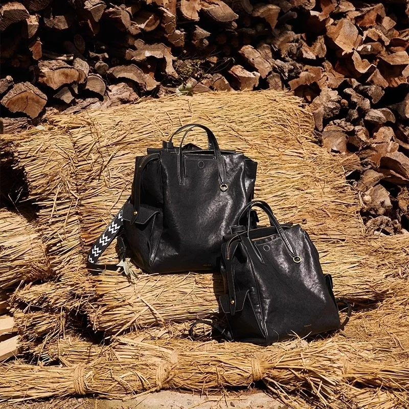 

Large Size Retro Tanned Leather Laptop Bag Song Mountain Trace Series Dual-Shoulder Bag Vintage Style Computer Case