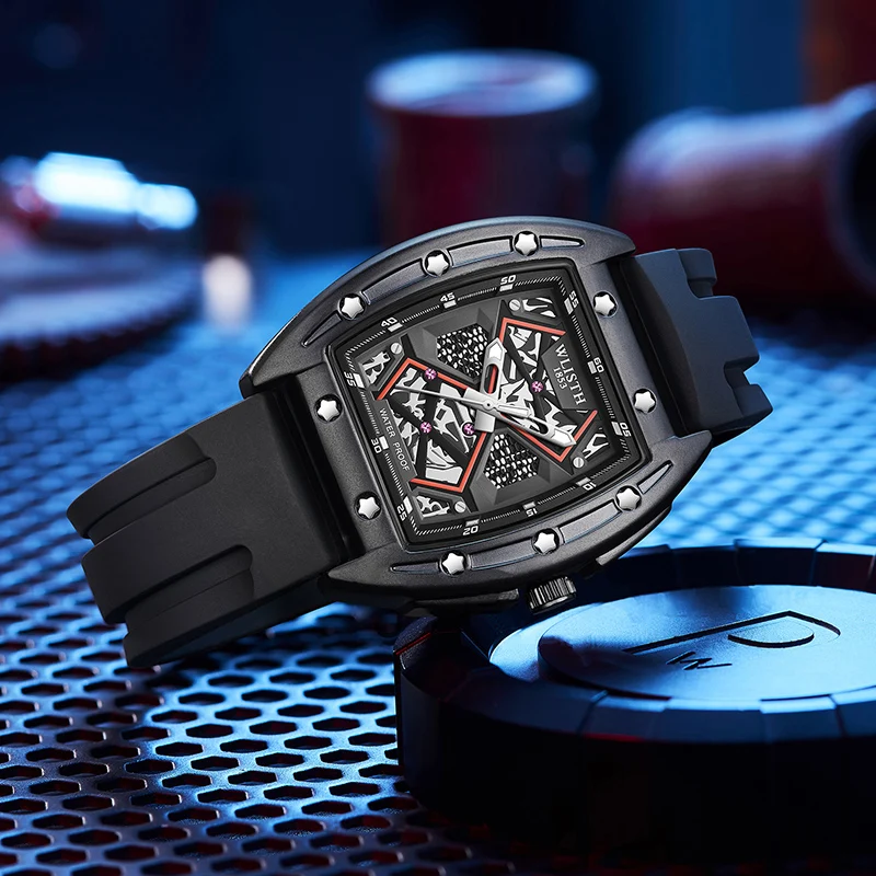 New street style hardcore wine barrel shaped cool large dial domineering men's quartz watch