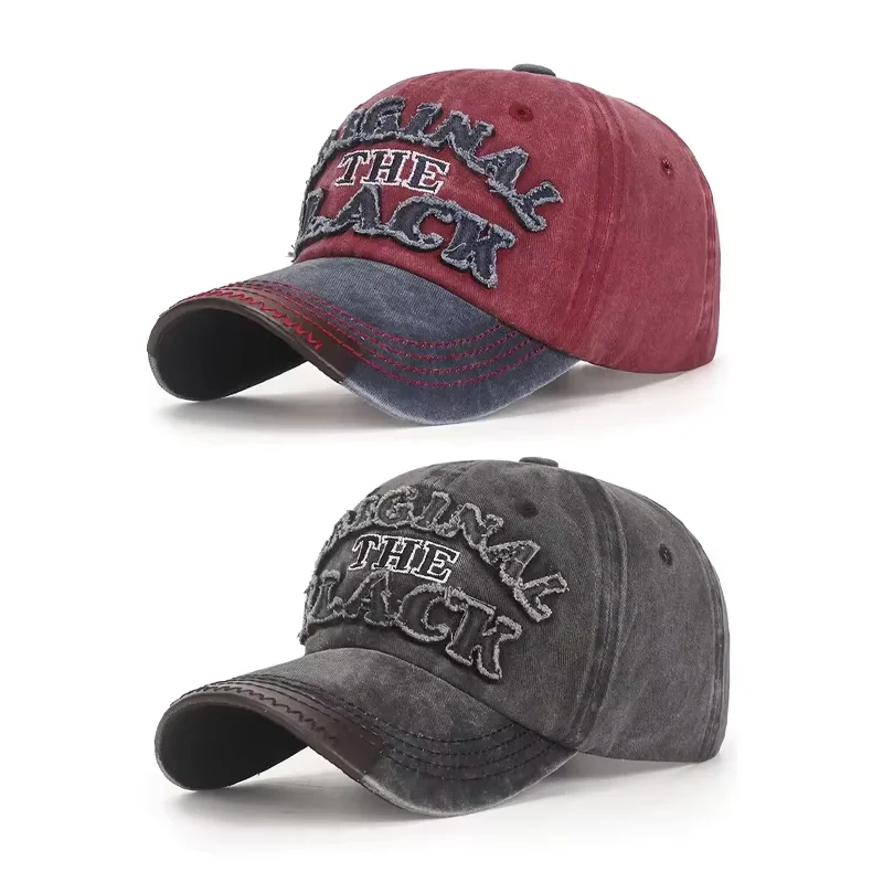New Cotton Coated Outdoor Sports Wash Baseball Cap Embroidery Patch Black Letter Sunscreen Sunshade Hat Spring And Autumn