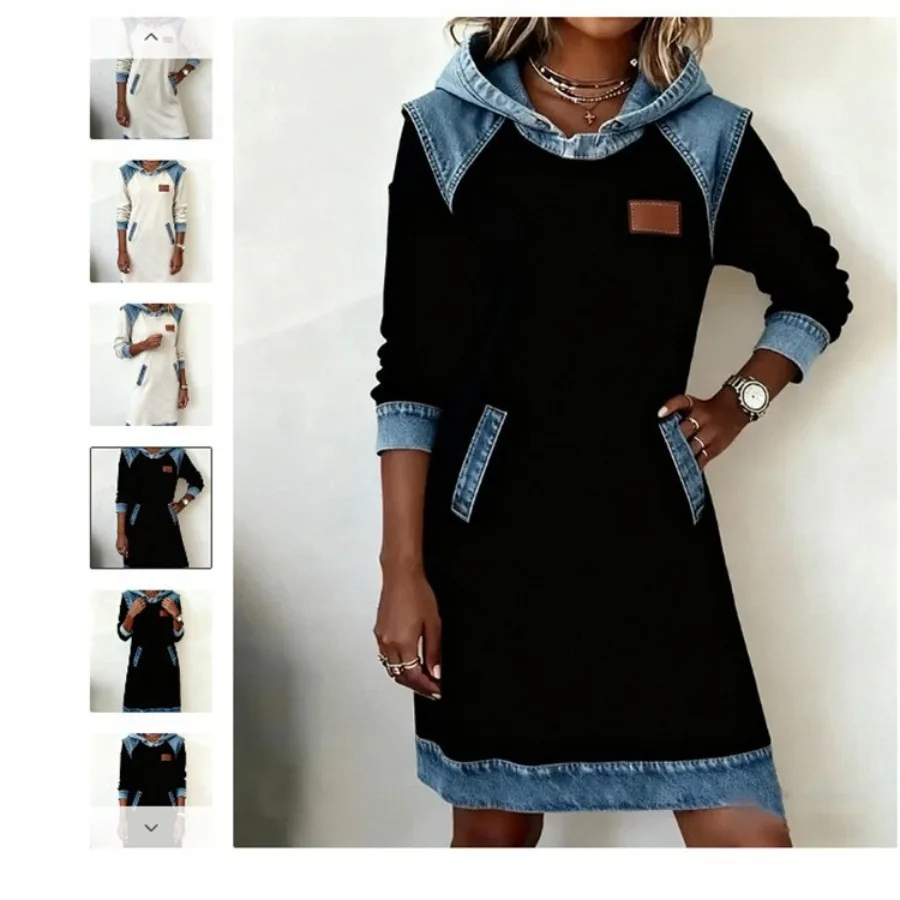 

【New style】2026 new women's casual stitching buttons long-sleeved sweater dress