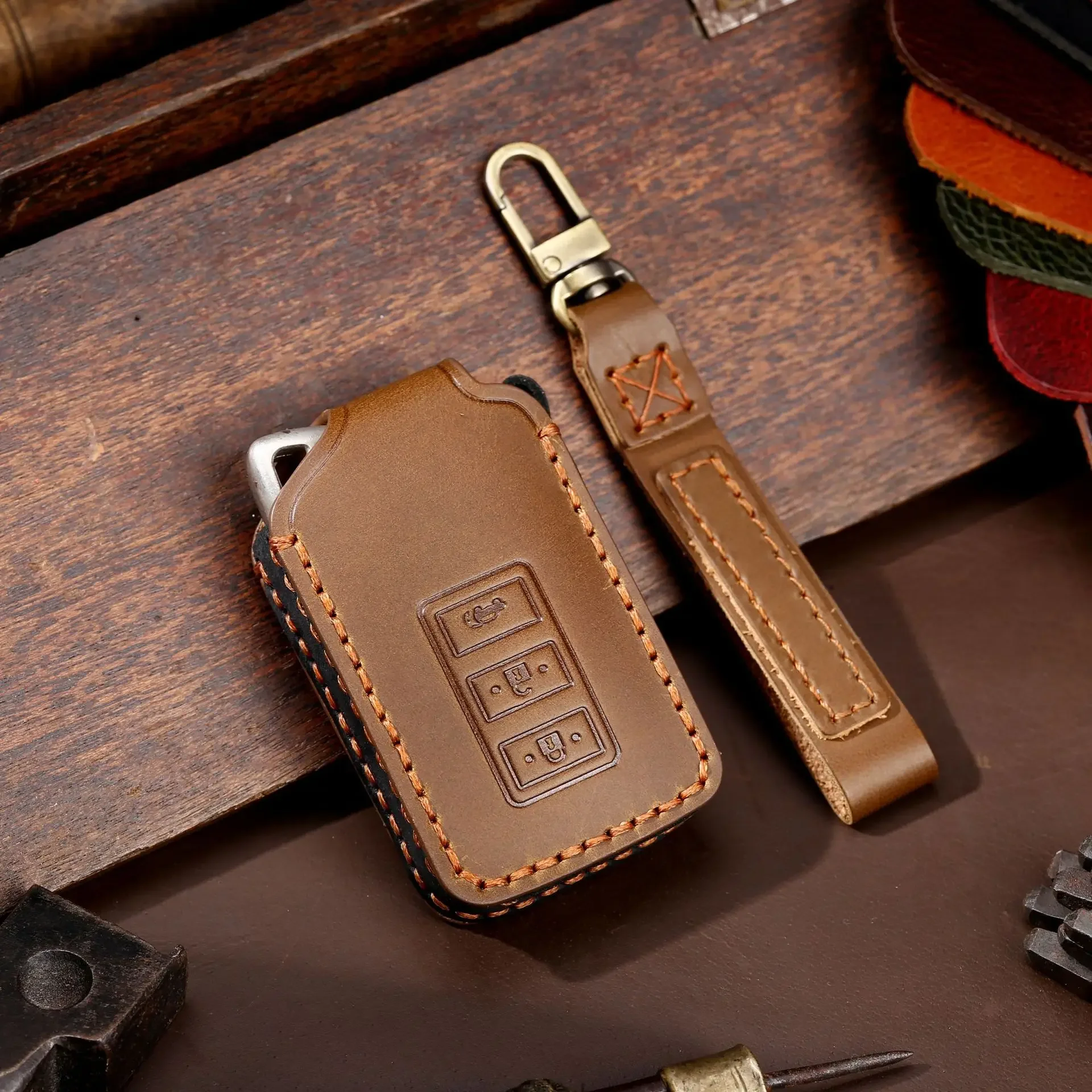 

Leather Car Key Case Cover Fob Accessories Keyring for Lexus Gs ES200 ES300h Ux260h Es260 Ls500 Rx200t Keychain Holder Shell Bag