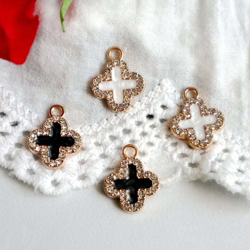 10PCS Fashionable Shiny Cross Zircon Alloy Enamel Pendant Charms Dangle DIY Necklace Bracelet Keychain Earrings Accessories - Image 4