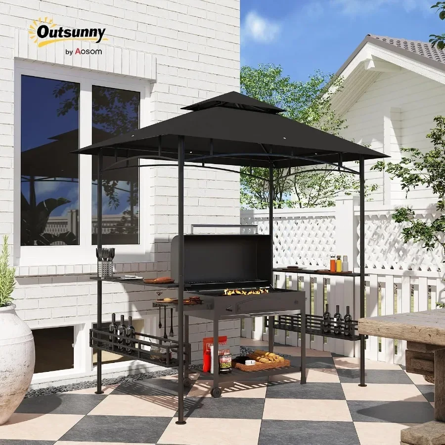 8'x5' Grill Gazebo, 2-Tier Outdoor BBQ Gazebo